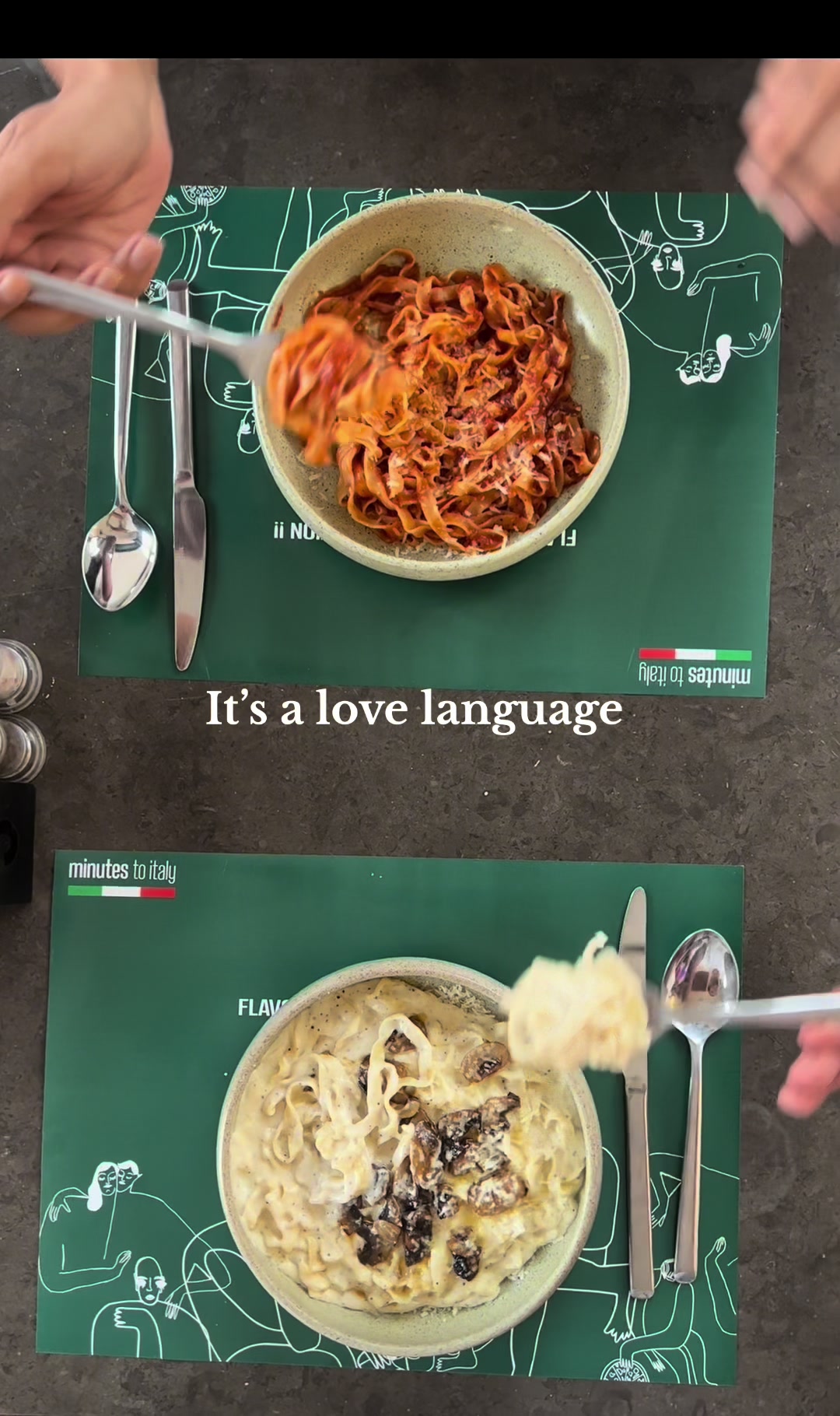 Sharing food is a love language🍕🍝❤️ #stone #minutestoitaly #italianrestaurant
