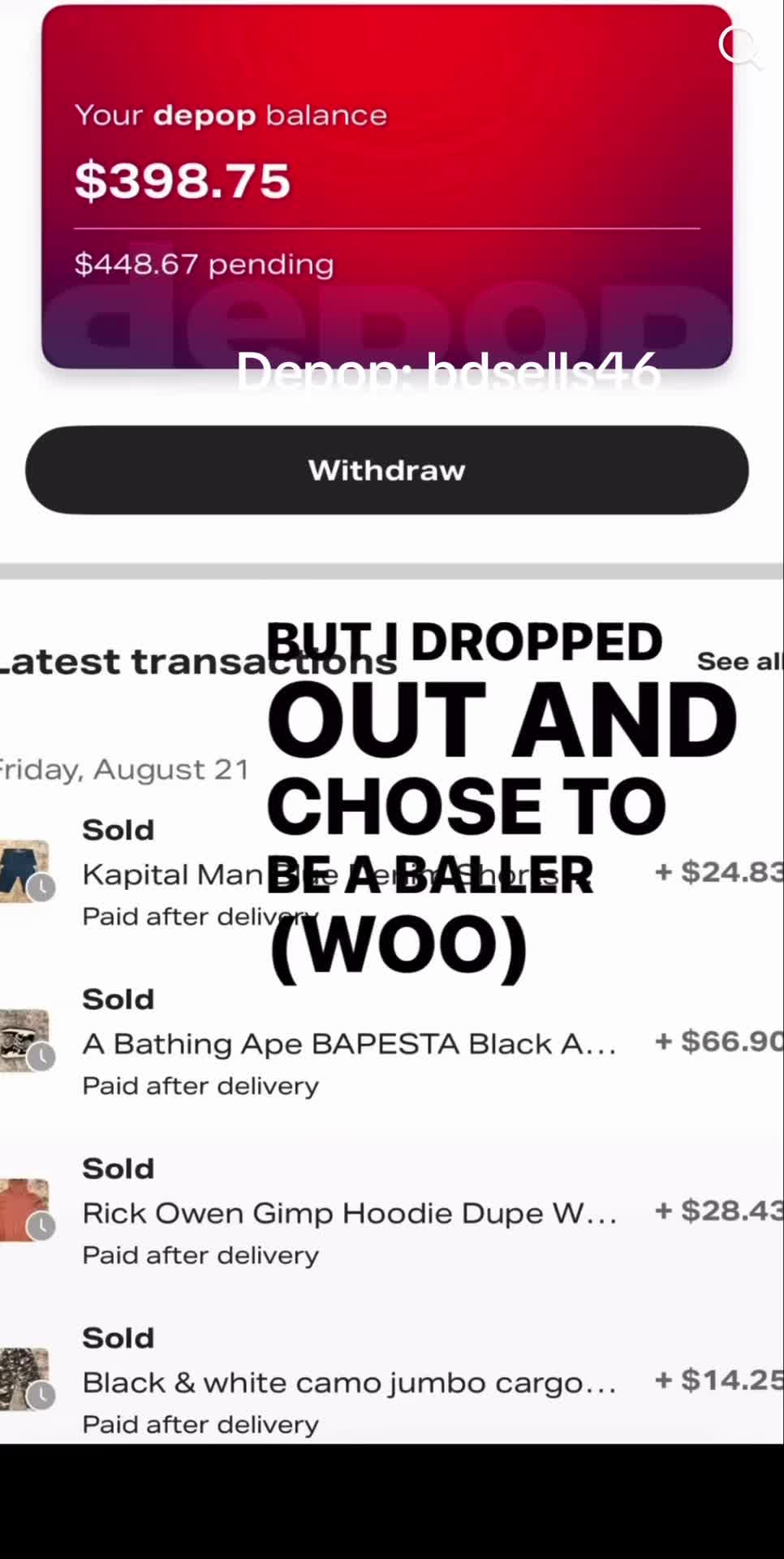 Depop is the methoddd! Depop: bdsells46 #reseller #money #ecommerce #buisness#