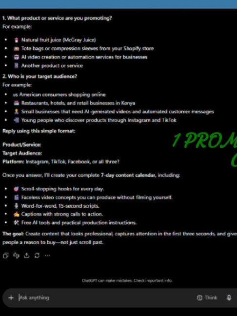 One prompt can help you plan an entire week of content. 🤖🔥 If you're a content creator or small business owner, sav...