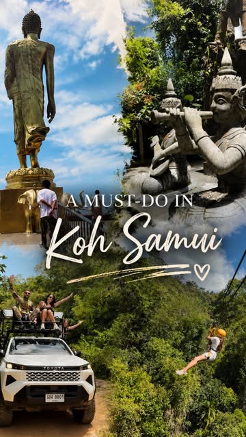 A must-do if you’re ever in Koh Samui 🌴🚙 Zip lining, waterfalls, the Magic Garden, and a mountain temple all in one...