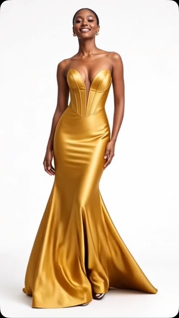 A silhouette designed to make an entrance. Sculpted corsetry, an elegant illusion neckline, and a flowing mermaid fin...