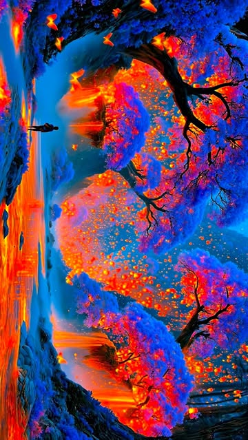 Heavy Color Dominance - Peace❤️ Created using @higgsfield.ai fantasy landscape, magical forest, lantern festival, glo...