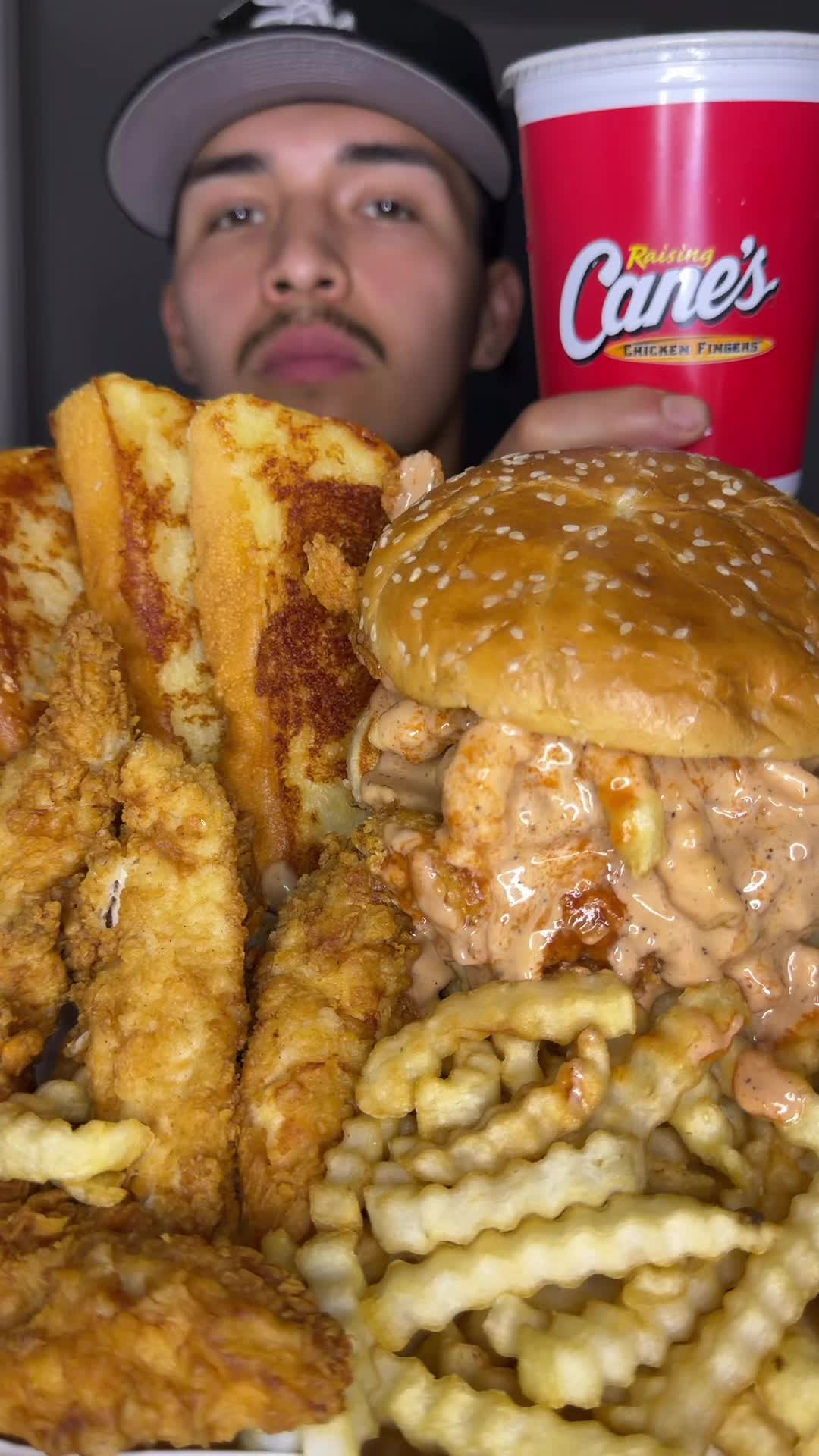 Raising Canes Mukbang 🍗 We got a cup of sauce and some Wingstop… @Raising Cane's #viral #foodie #mukbang #asmr #fyp