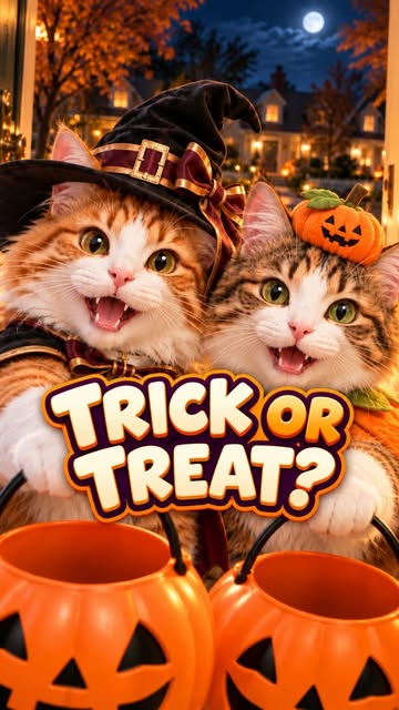 Kiki and Coco the cats are out trick-or-treating, but things didn't go as planned! 🎃🐱 Alyssa had to use OpenArt's "...
