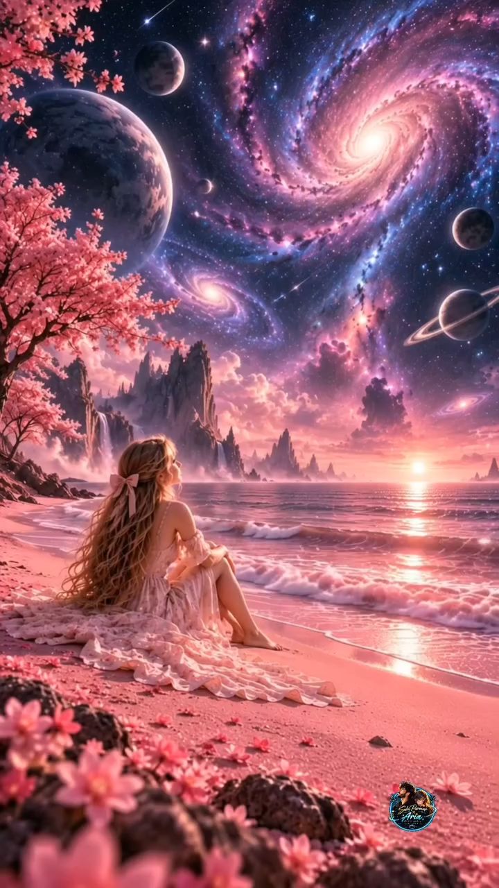 A World Made of Pink -AI Fantasy Landscape