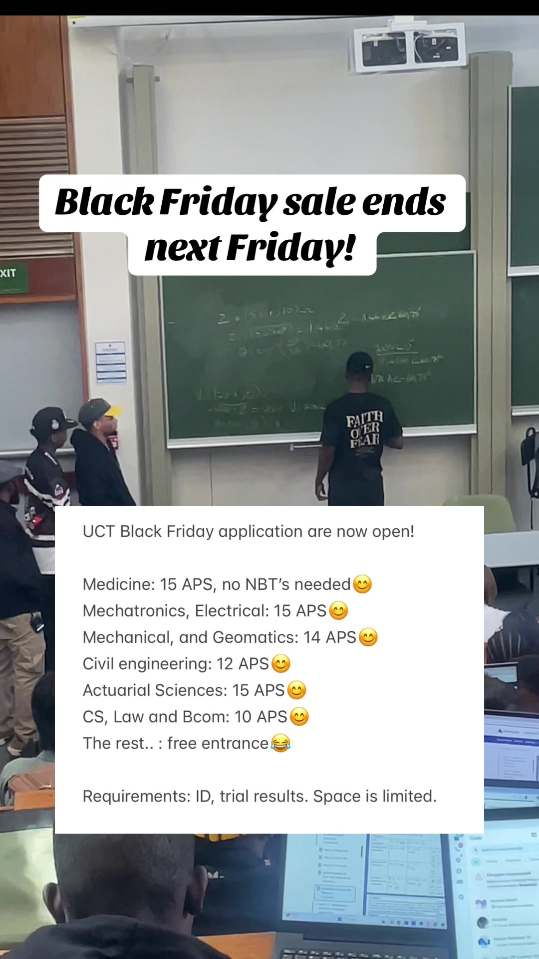 Visit www.uct.ac.za to apply. First come first serve😂 #uct #engineering #universityofcapetown #capetown #blackfriday
