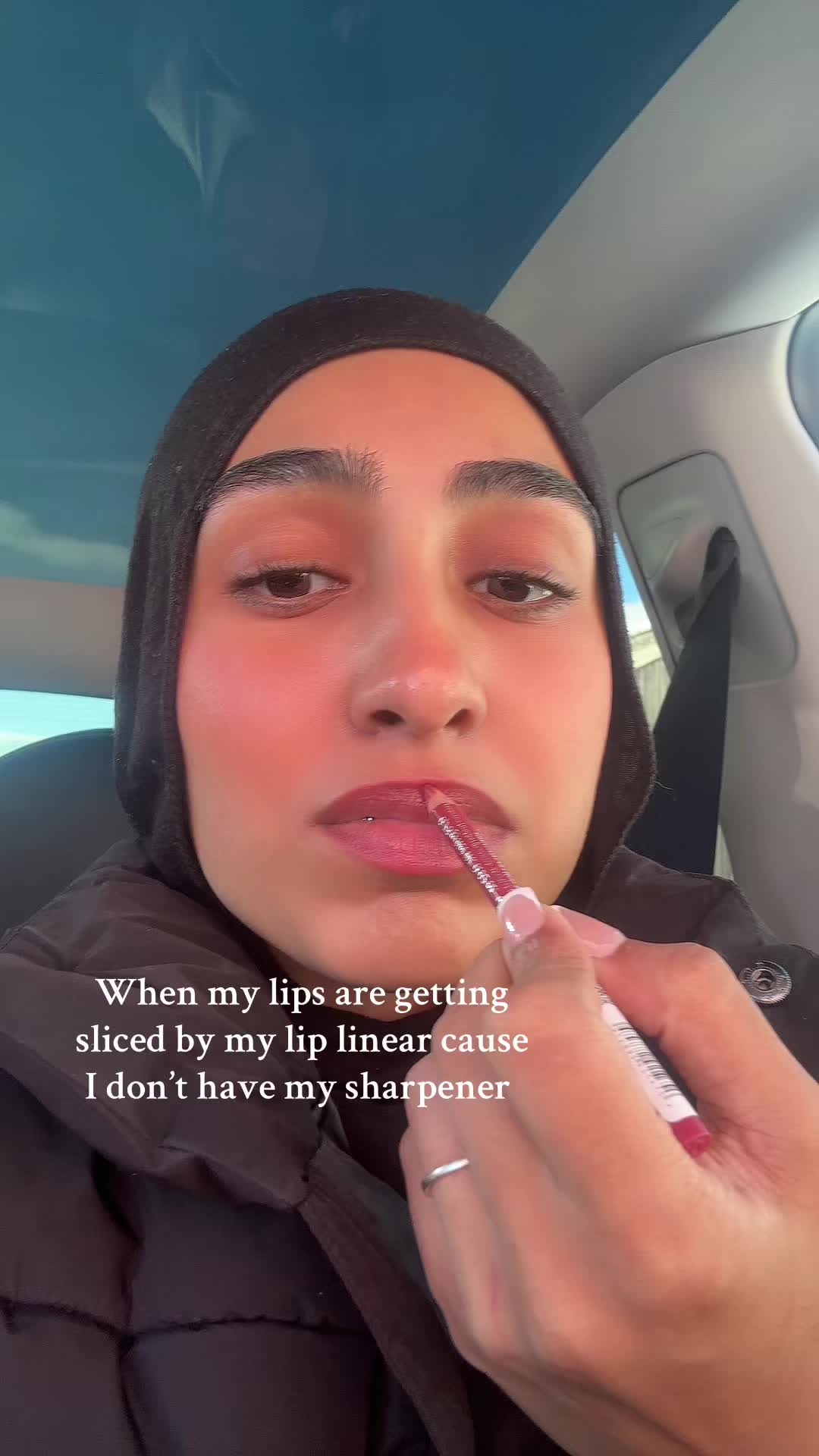 Beauty is pain 😩 #lipliner #fyp #struggle #pain