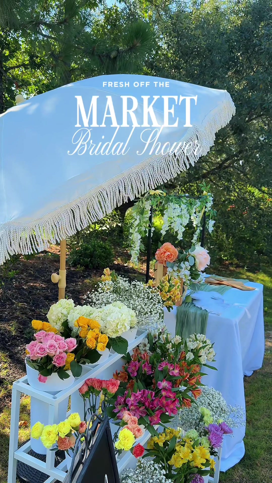 Fresh Off The Market Bridal Shower 💐 💍 This was the cutest party theme with a market style spread & a bloom bar as...