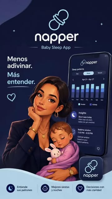 Hay noches en las que sientes que necesitas un máster para entender el sueño de tu bebé. 😅🌙 Napper me ayudó a dejar...