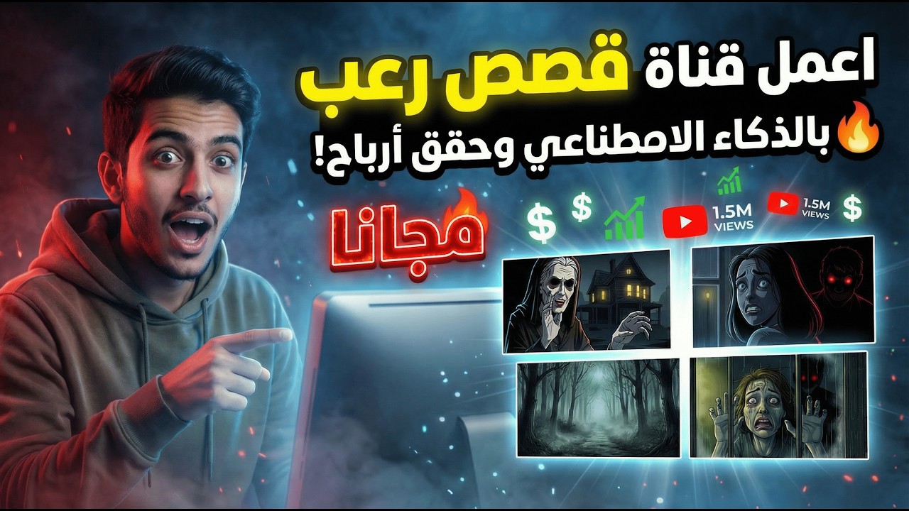 ازاي تعمل قناة قصص رعب بالذكاء الاصطناعي مجانًا وتبدأ تحقق أرباح! 👻🔥 طريقة إنشاء قناة قصص رعب بالذكاء الاصطناعي بأد...