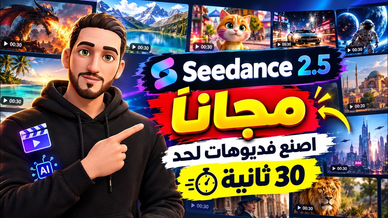 استخدام Seedance 2.5 الجديد فديو 30 ثانية مجانا وبلاحدود 100% في الفيديو ده هشرح لك إزاي تستخدم Seedance 2.5 مجانًا ل...