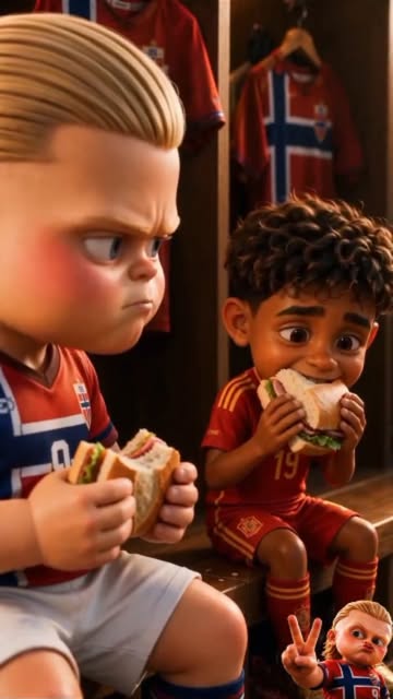 ¡Haalandinho vio a Lamine Yamal con hambre y le compartió su bocadillo! 🥺🥪 @erling @lamineyamal #shorts ¡Ni Haaland...