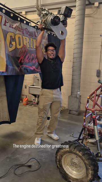Tonight's project was removing the engine from the old car. Jayden raised it high about his head to show off it's gre...