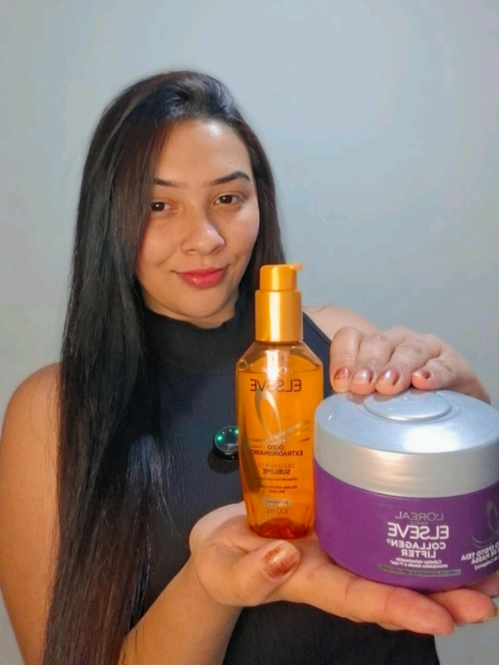 Eu ameii usar essa misturinha, meu CABELO ficou extraordinário 🤍 @lorealparis #recebido #ElseveColageno #OleoElseve...