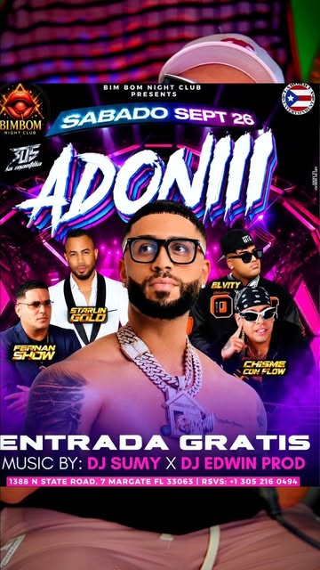 Este próximo sábado 26 estará @djadoni en @elbimbom entrada totalmente gratis, has tu reservación con tiempo pa que n...