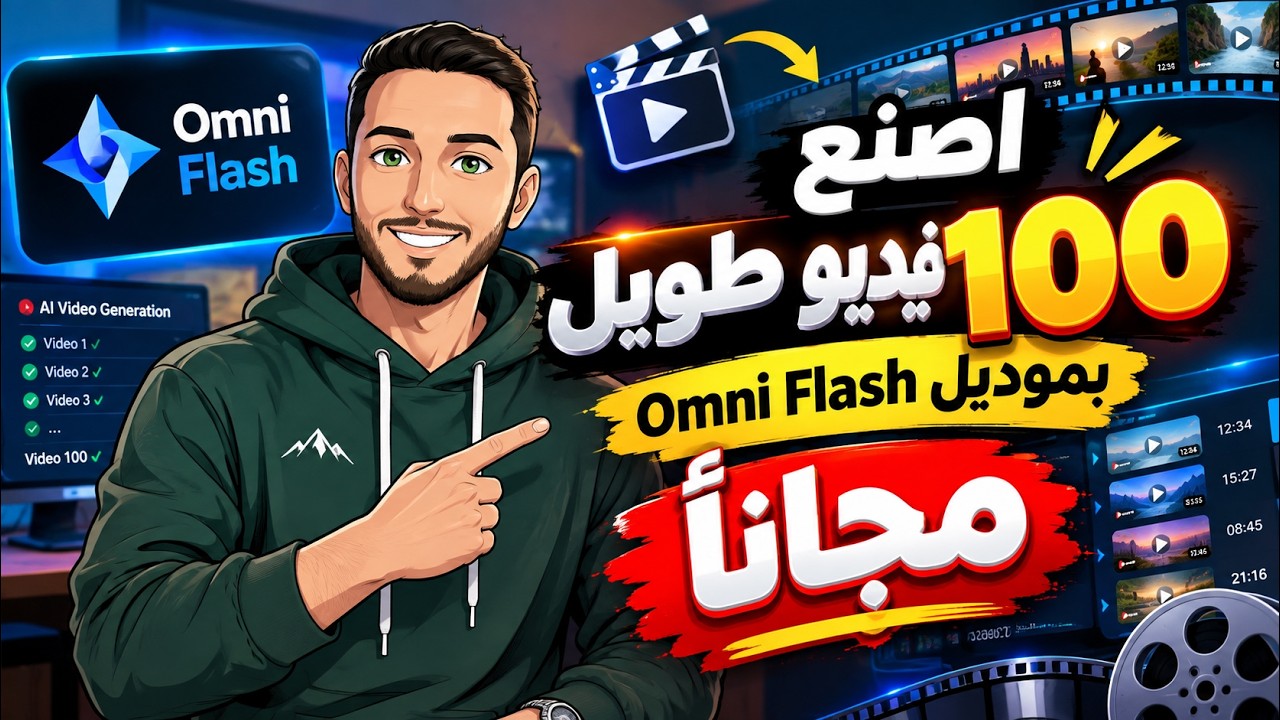 اصنع 100 فديو طويل بالذكاء الاصطناعي باستخدام موديل Omni Flash مجانًا في الفيديو ده هشرح لك إزاي تصنع 100 فيديو طويل...