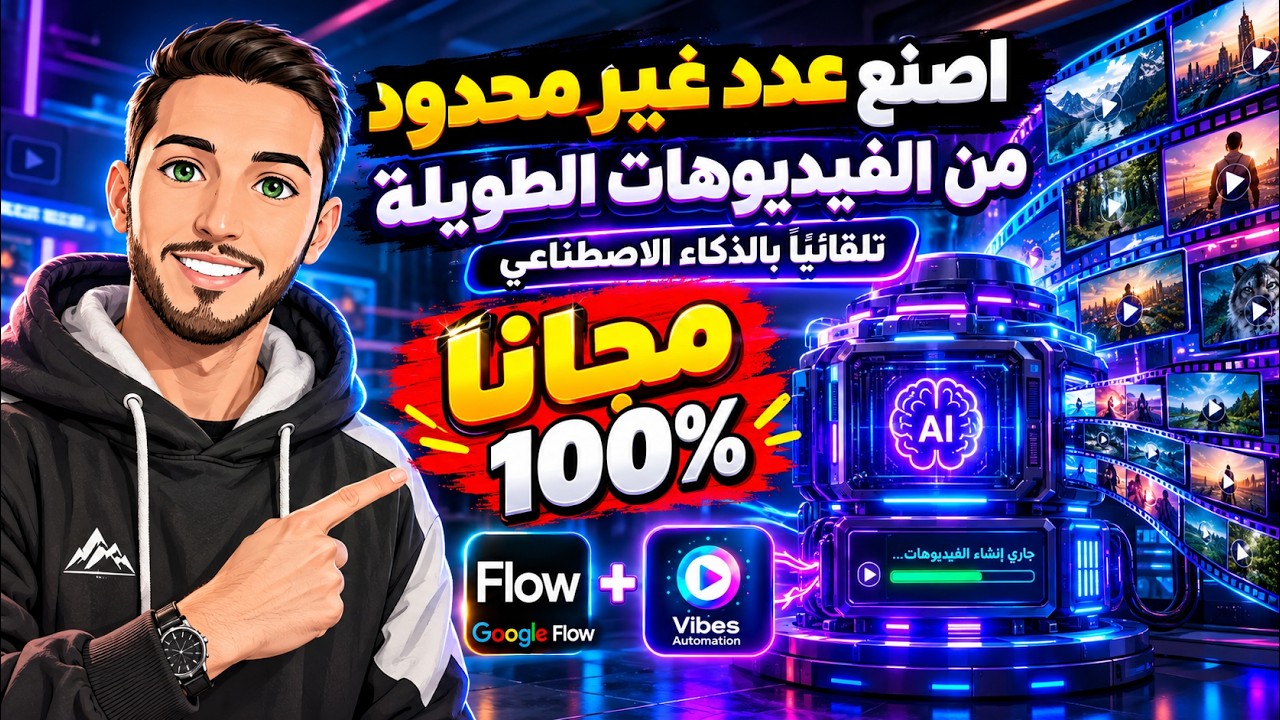 اصنع عدد غير محدود من الفديوهات الطويلة تلقائيا بالذكاء الاصطناعي مجانا 100% اصنع عدد غير محدود من الفيديوهات الطويلة...