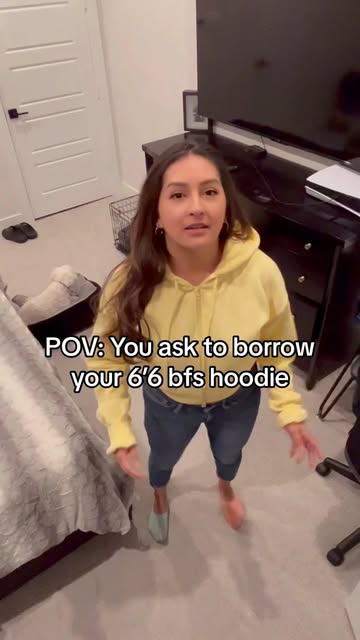 POV: You ask to borrow your 6’6 bfs hoodie #fyp #fypシ #fypage #couple #couples #couplegoals #couplevideos #couplecome...