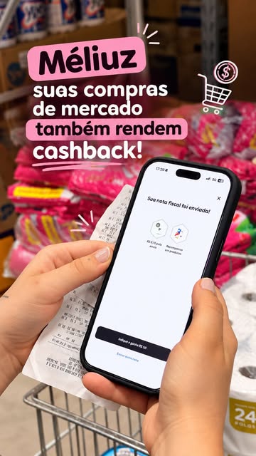 🛒💸 Você sabia que até as suas compras de mercado podem te ajudar a ganhar cashback? Antes de jogar a nota fiscal fo...