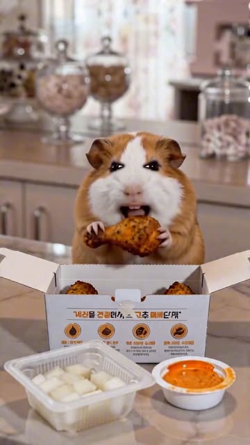 꾸이의 굽네 고추바사삭 먹방 🍗🐹