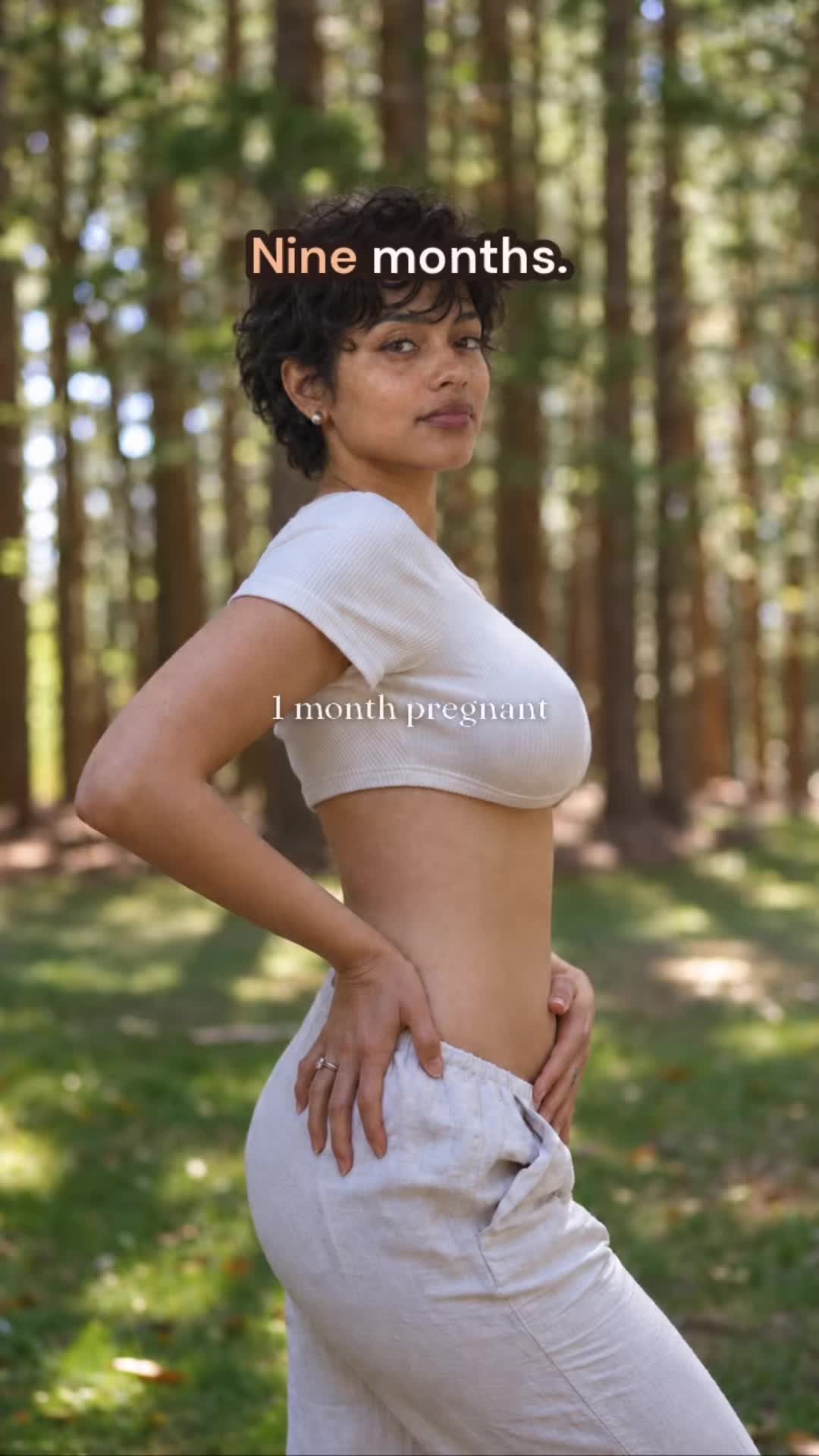 Nine months, one pose 🤍 Which month did you start showing? #pregnancy #bumpprogression