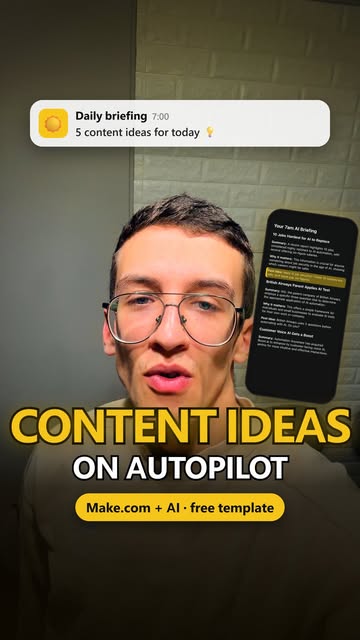 I never run out of content ideas anymore 👇 Every morning at 7:00, this Make.com automation emails me a briefing: → t...