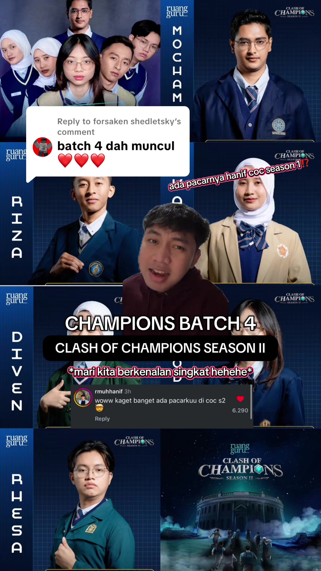 Replying to @forsaken shedletsky batch 4 ini makin bikin kaget... plot twistnya ada karina pacar hanif clash of champ...