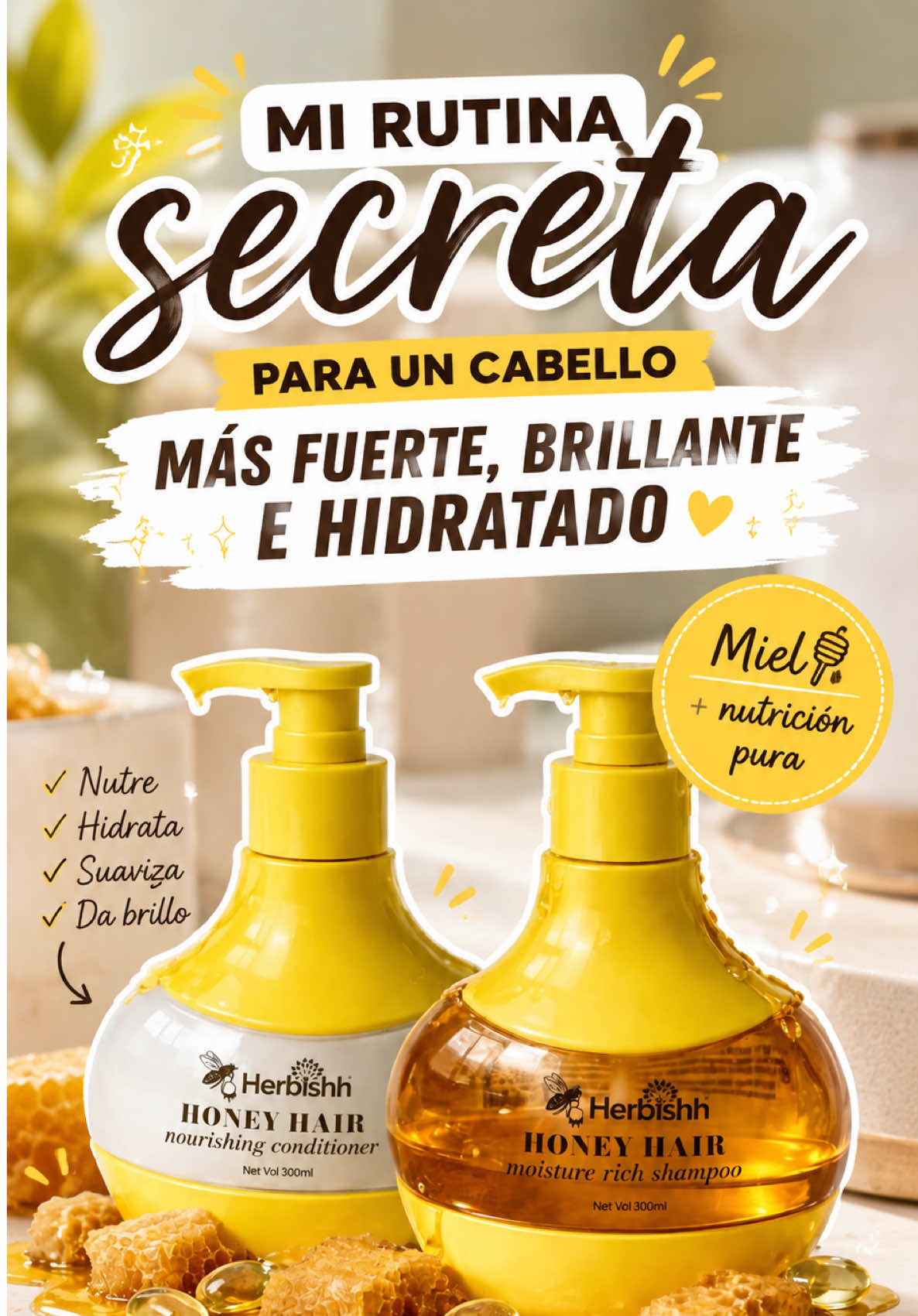 Mi cabello necesitaba brillo real… y este dúo de miel lo logró. El Honey Shampoo limpia con una espuma suave sin rese...