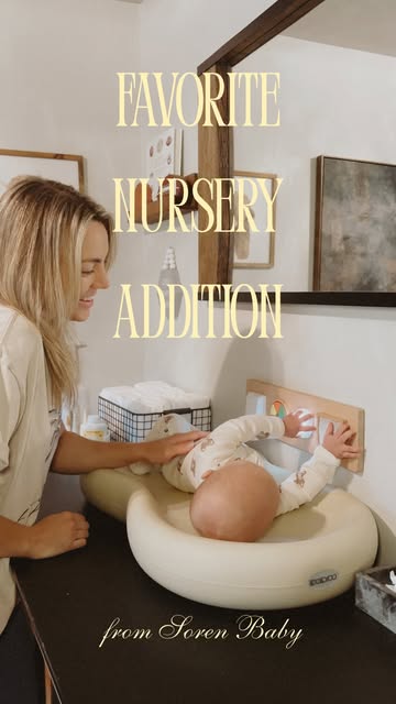 Happy baby = happy momma! We are loving our new nursery addition with the @sorenbabyco busy board for diaper changes!...