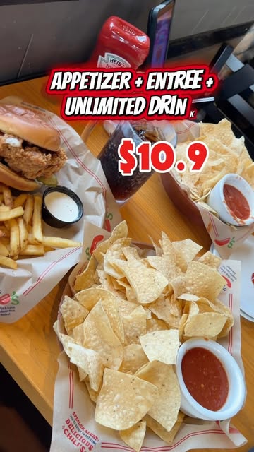 Si es posible tener entrada, plato fuerte y bebida ilimitada por $10.99 solo en Chili’s🌶️🇺🇸. #bigcrispy #chilispar...