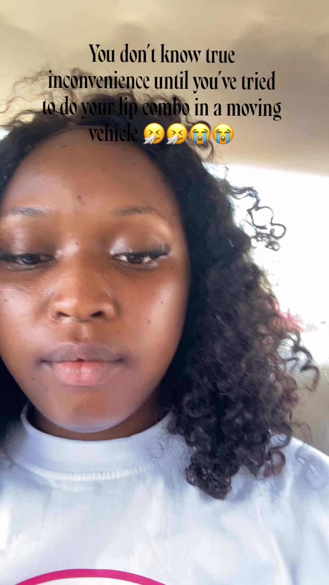 POV: you’re running late but the combo has to eat 💋 Trust the process…. even at 60mph #lipcombo #girlhood #makeuphac...