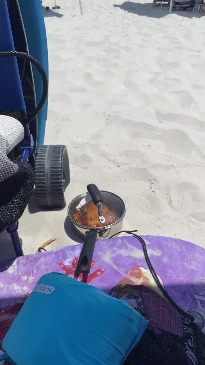 The sand was hot enough to blister my feet. Why not heat up some food while I relaxe.#golfshoresalabama #atthebeach #...