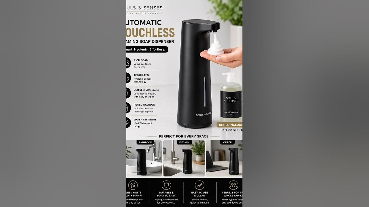 ✨ *Upgrade your bathroom or kitchen with the Souls & Senses Touchless Foaming Soap Dispenser!* 🧼 Enjoy a cleaner, mo...