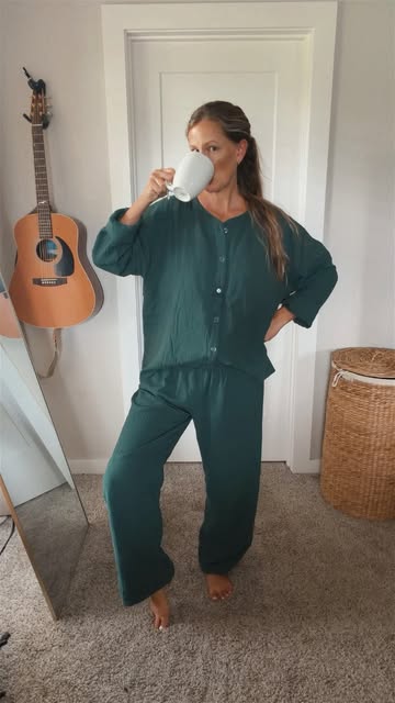 OOTD postpartum edition! Loving this 100% cotton set from Amazon. Perfect for lounging, nursing, and snuggling my swe...