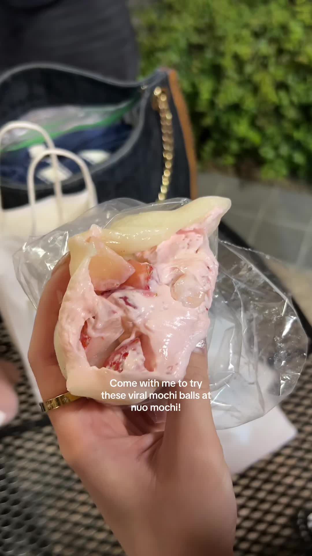 huge mochi balls filled with fresh fruit and other fillings! they’re made fresh and the mochi texture was so stretchy...