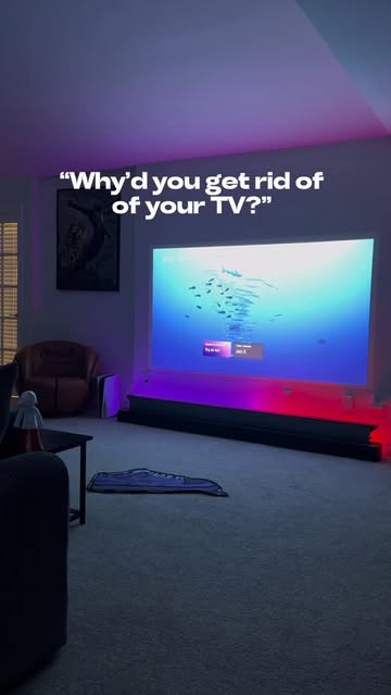 Projector screens over TVs🥱 shout out to @vividstorm_ for this amazing 100 inch remote controlled screen 🔥🔥 #proje...