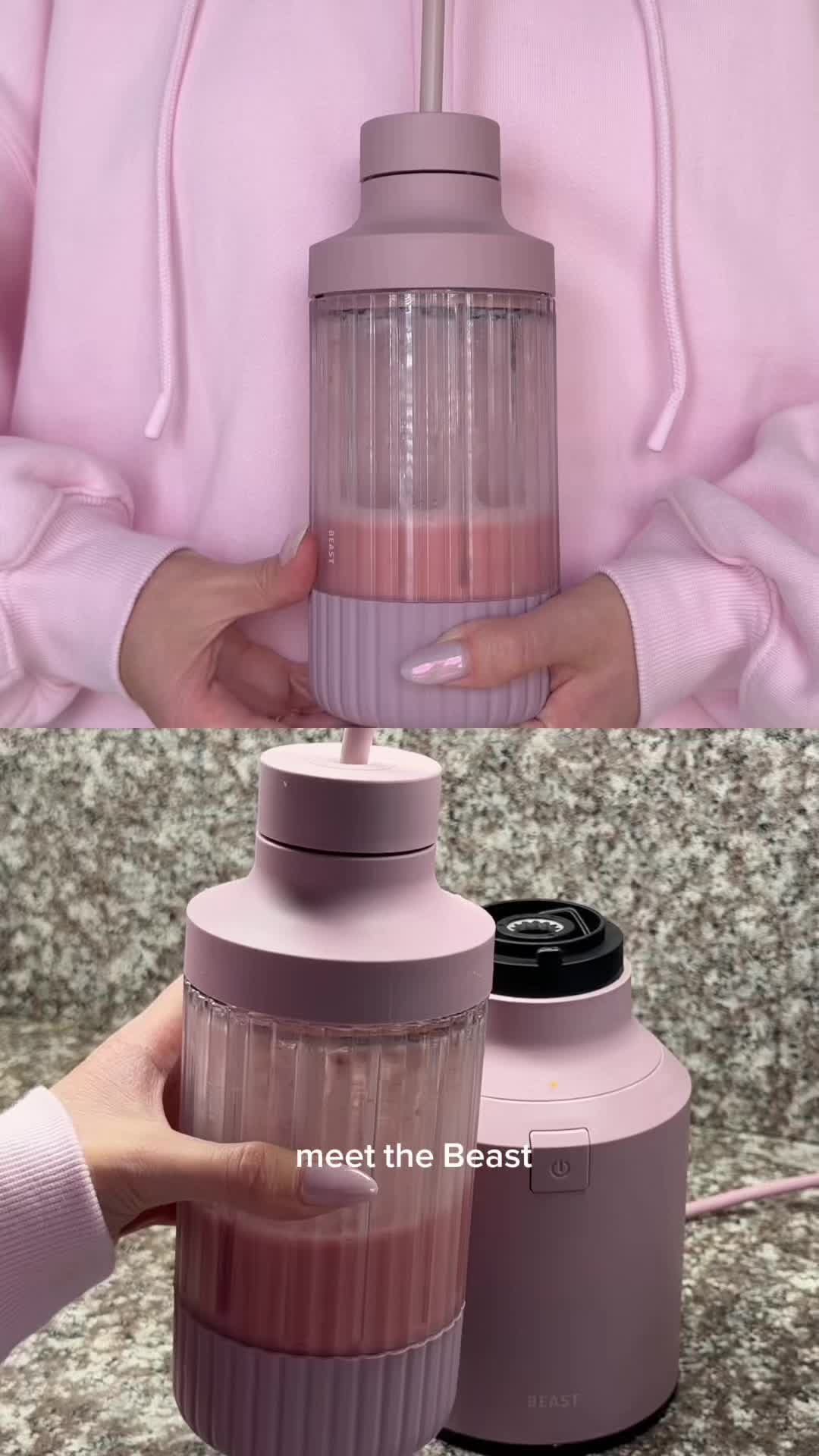 I think I’m officially in my smoothie era lately. 💗 @Beast Health This adorable pink blender has been coming with me...