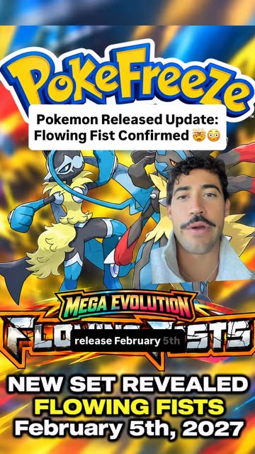 Flowing Fists is officially the next English Pokemon set, dropping February 5th 👊 Here’s what we know: - Chase card...