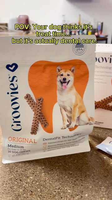 Noodles has been loving her new Groovies Dental Chews! 🐶🦷 I love that they’re made in the USA with safe ingredients...