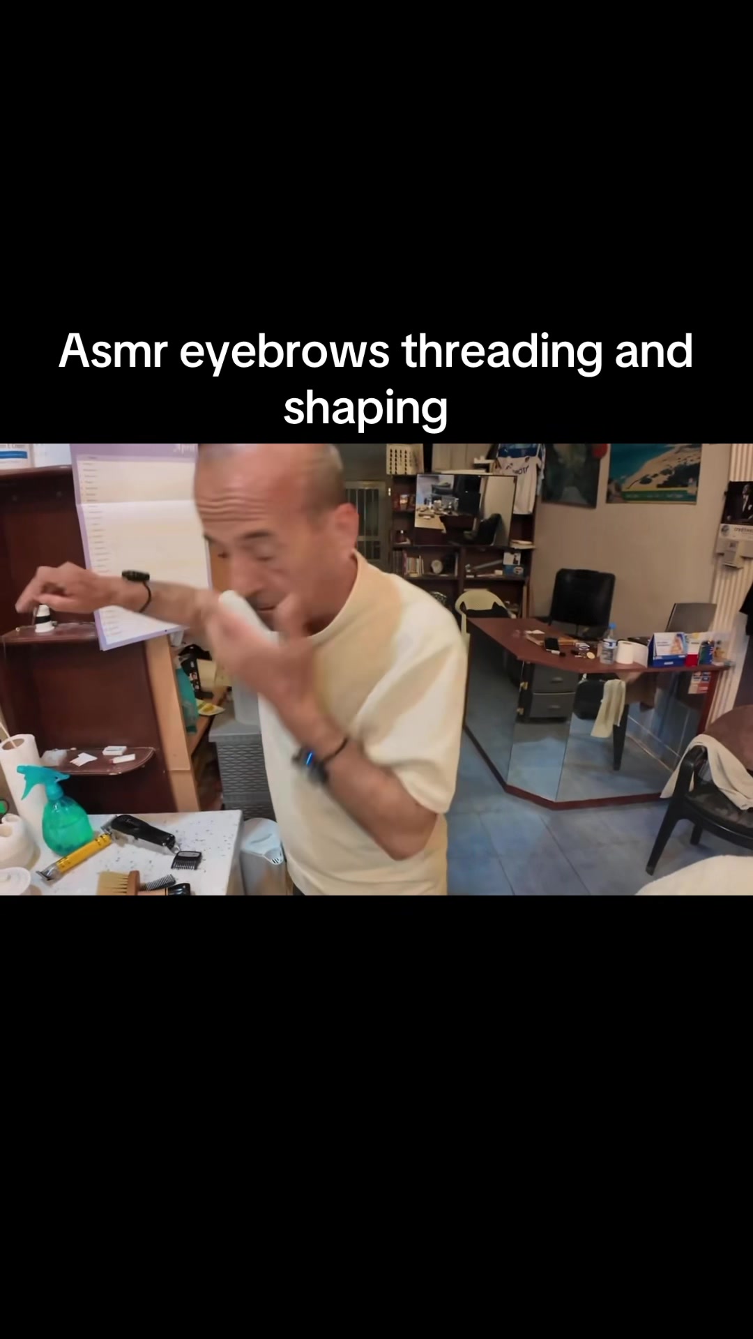 Asmr eyebrows threading and shaping #asmr #barber #massage #rurjy #asmrsounds