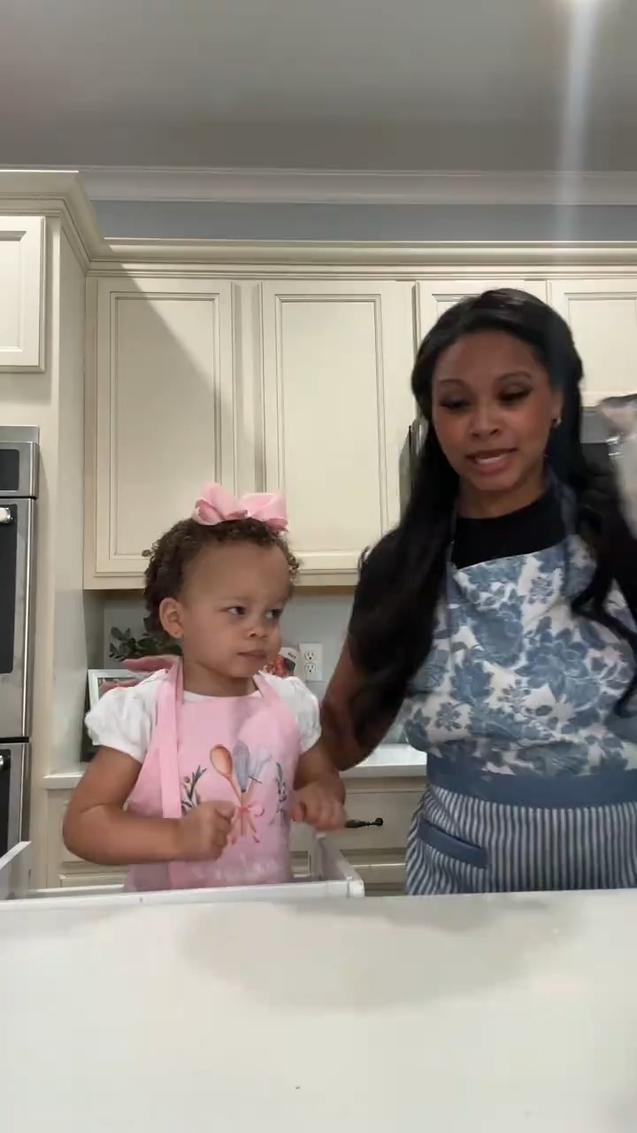 Mommy daughter baking