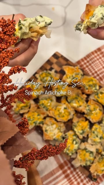 Your favorite spinach artichoke dip, tucked into a crispy little bite! These cheesy Spinach Artichoke Bites are perfe...