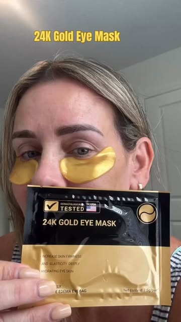 24K Gold Eye Masks 👀💛 I love how cooling and refreshing they feel under my eyes. They help hydrate the under-eye ar...