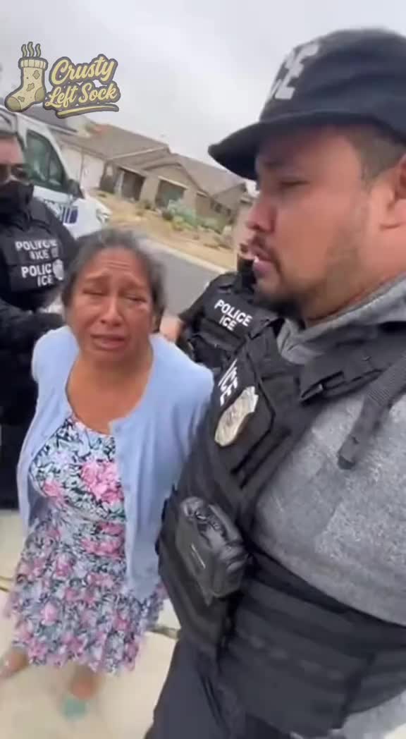 Exclusive footage shows an ICE agent taking his own mother into custody in San Bernardino, California. #fypシ #ICE #im...