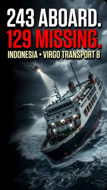 129 PEOPLE ARE STILL MISSING AT SEA A massive passenger ferry carrying 243 people suddenly capsized in the Java Sea....
