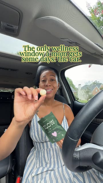 the only wellness window a mom gets some days: the car 🚗🤍 popped one of these glow gut + skin gummies @kaminarigumm...