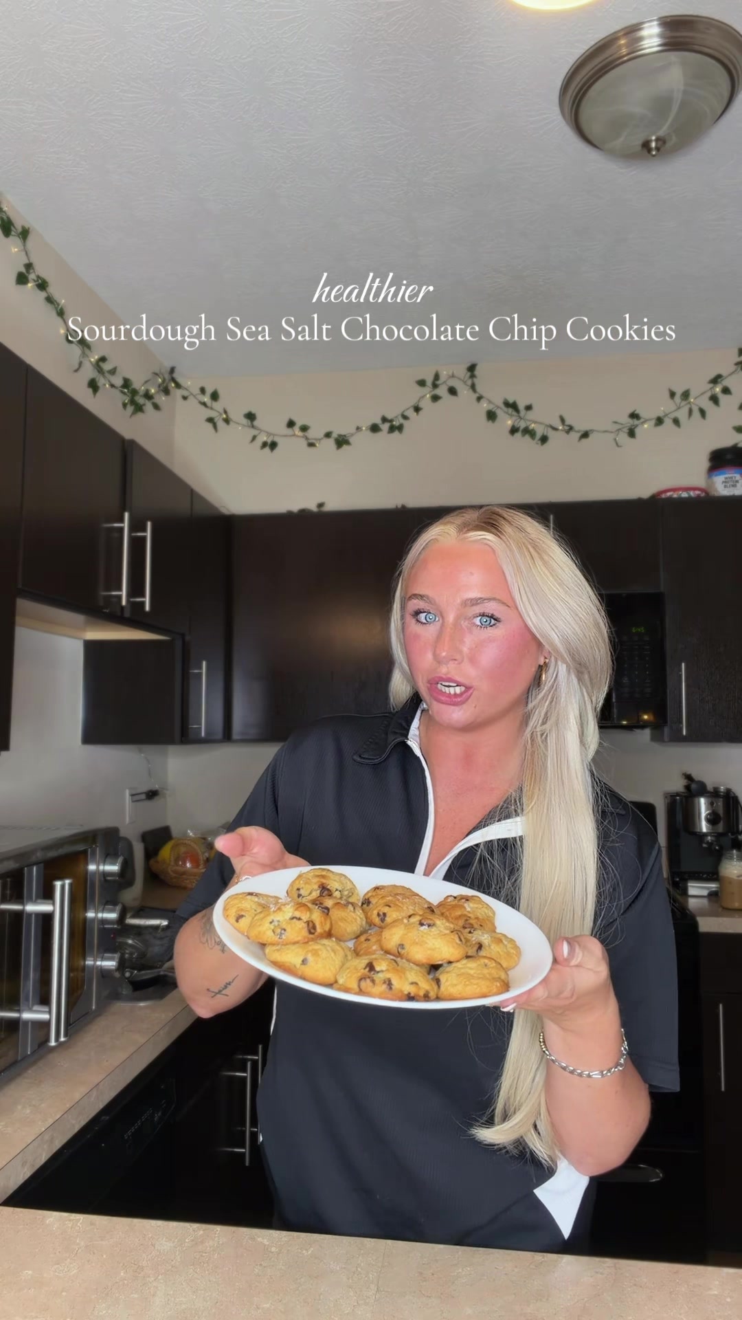 Welcome back to episode 2 of Sourdough Discard Recipes ✨ today we are making healthier sea salt chocolate chip cookie...