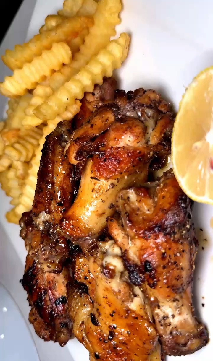 Lemon pepper wings and fries for dinner