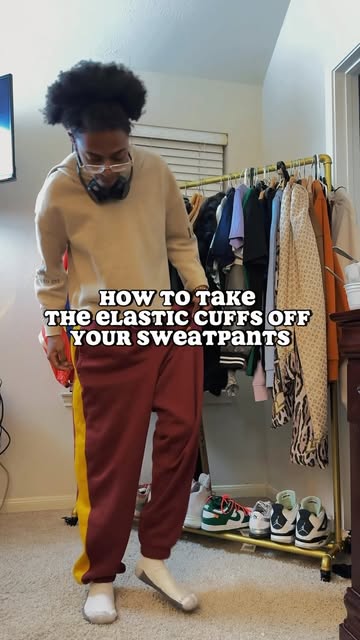 Uncuffed sweatpants or Cuffed? (There’s only one answer) #sewingtutorial #baggypants #streetwearfashion