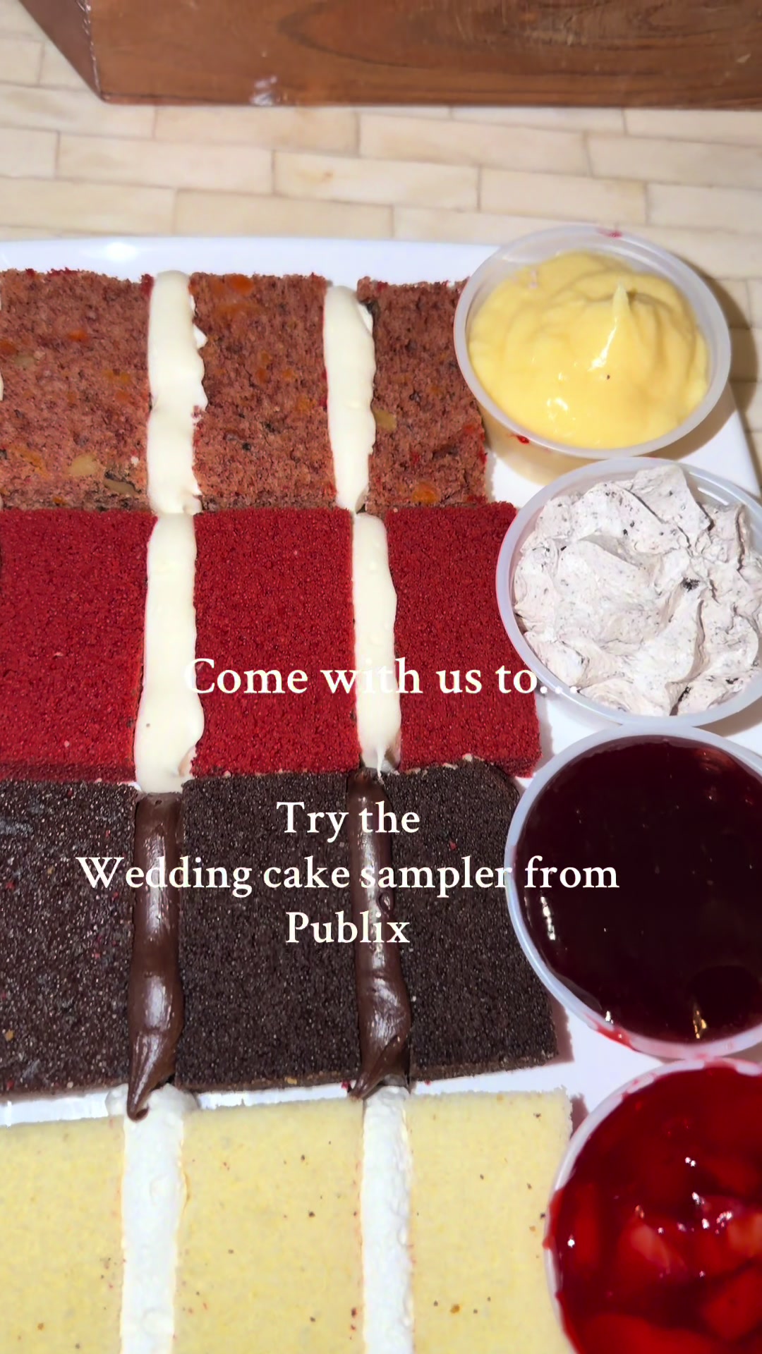 We tried the Publix wedding cake sampler. We may just have found our wedding cake vendor 😆 #weddingplanning #DIYBrid...